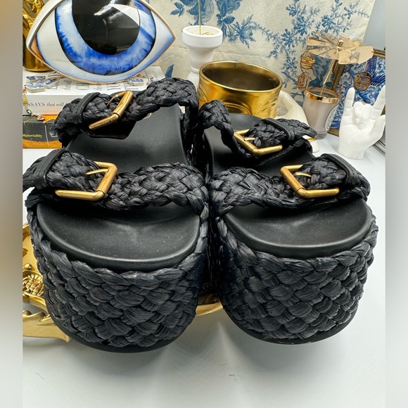 🆕 ASH 🧿 NWOT Black Ziggy Woven Platform Sandals, Sz 38 - Picture 10 of 16